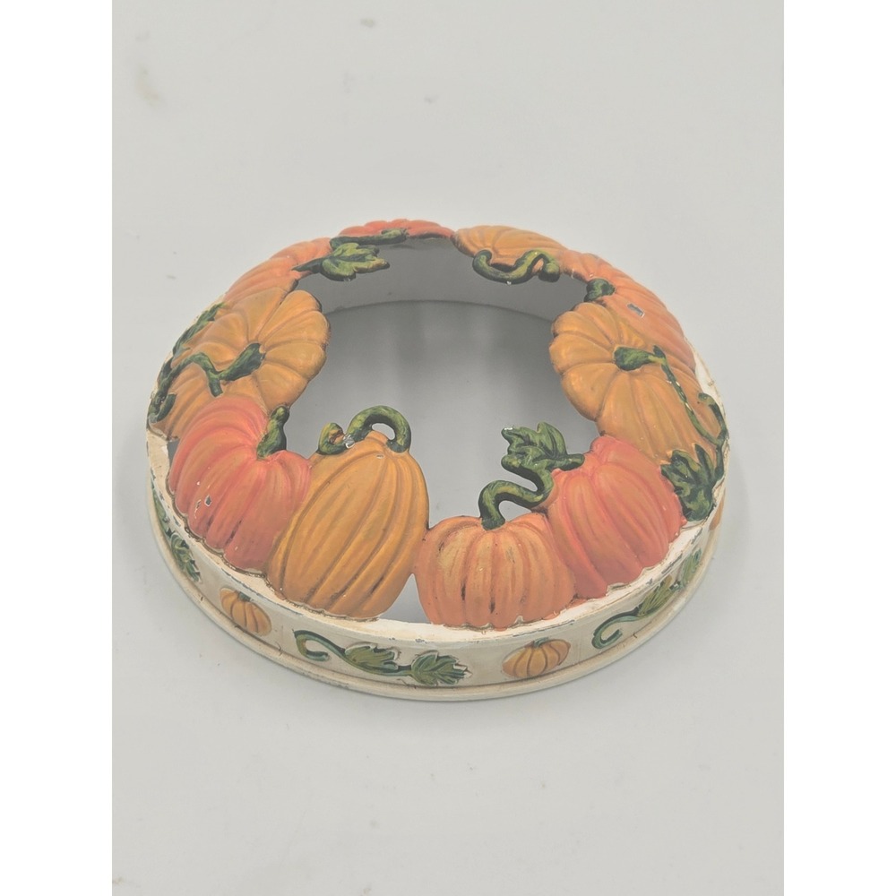 Yankee Candle Pumpkin Jar Topper Metal Candle Shade Fall Harvest Orange